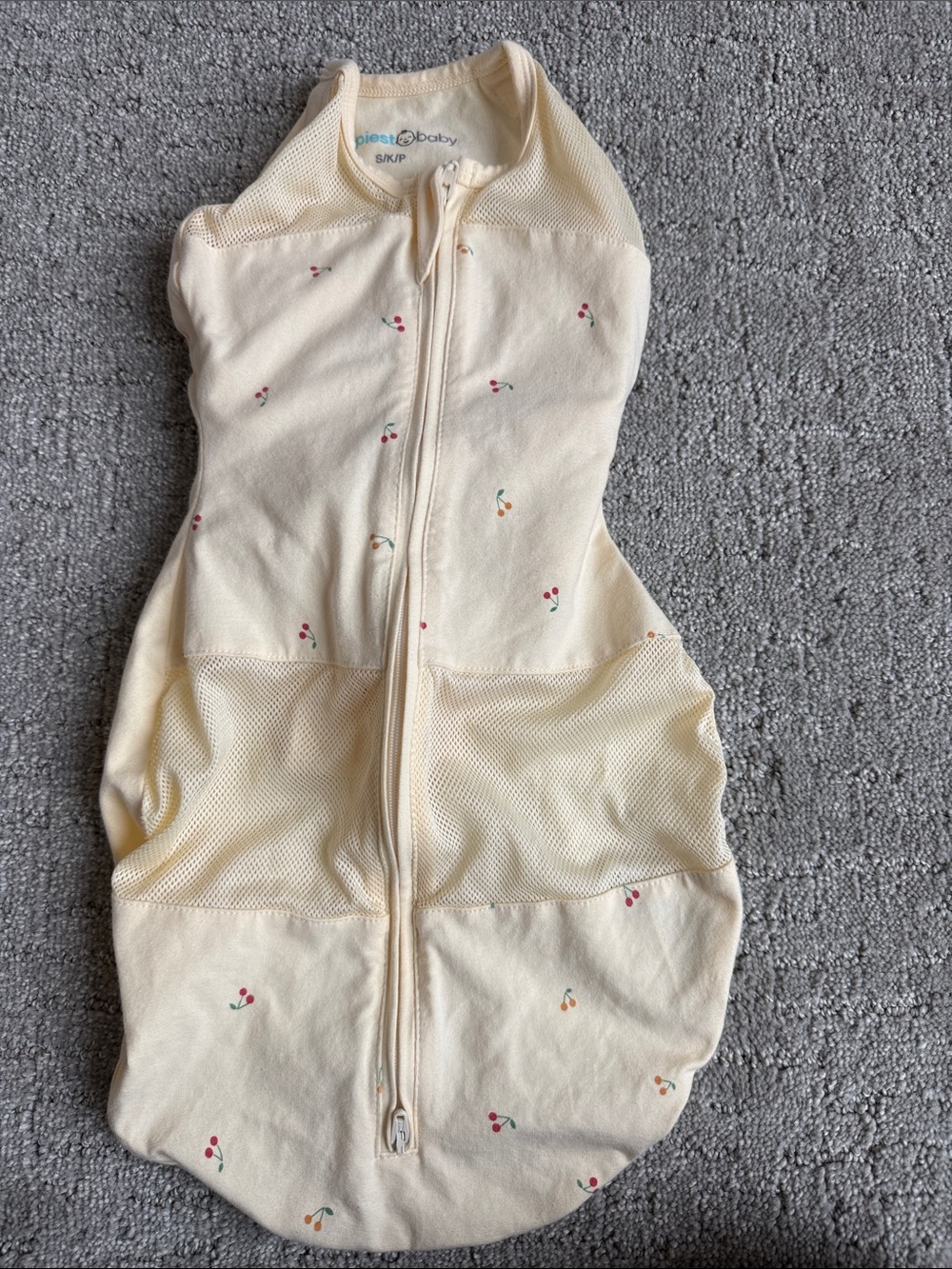 Happiest baby/ snoo yellow Baby Swaddle Sack with Cherry Print